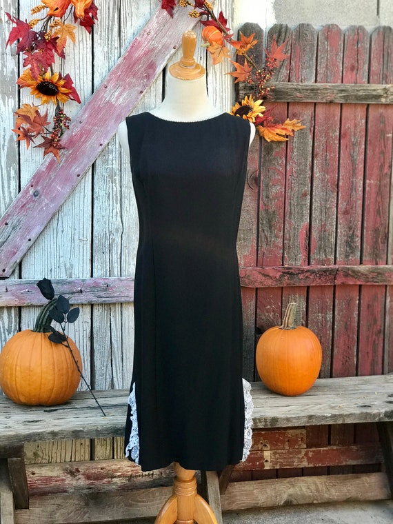 1960s Little Black Dress Dramatic Back Scarf Deta… - image 3