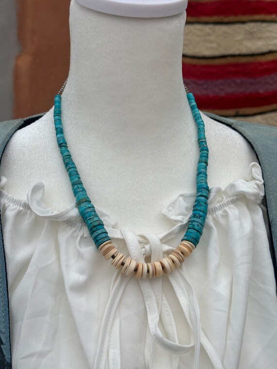 1970s Santo Domingo Pueblo Heishi Turquoise Necklace … Gem