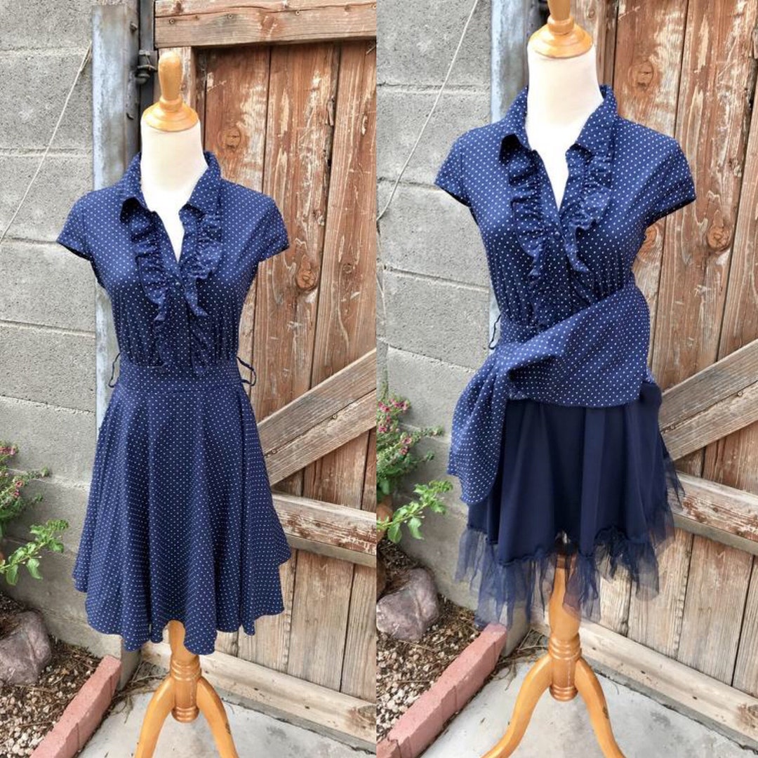 Vintage Rockabilly Navy Polka Dot Dress Built In Petticoat Size S Etsy Vintage Rockabilly Navy Polka Dot Dress Built In Petticoat Size S Etsy