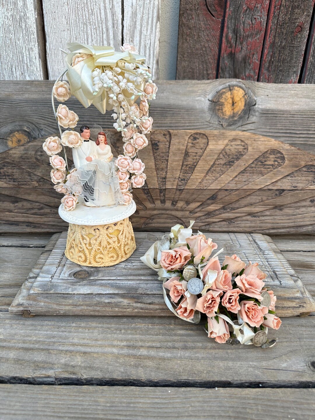 Old Money Coins With Roses Bridal Bouquet and Cake Topper - Etsy