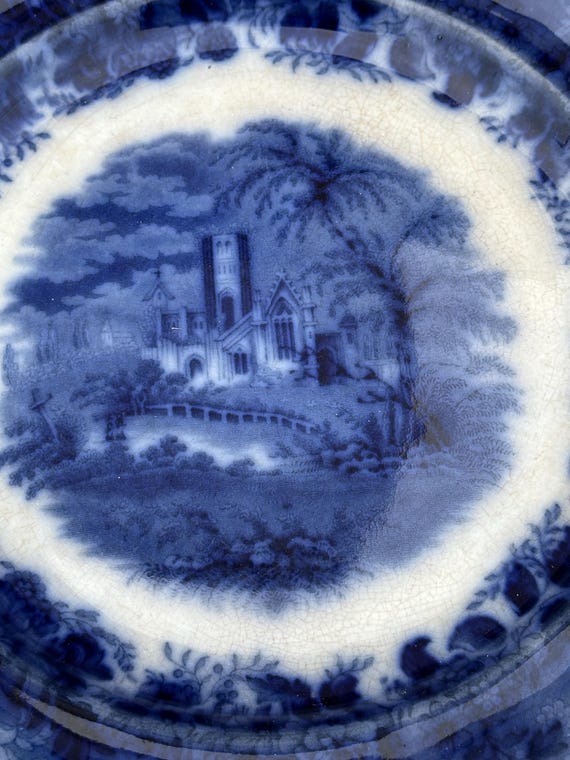 Antique Old Castle England Flow Blue Plate Burgess Leigh 9.75in - Etsy