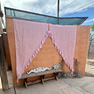 Par de 2 cortinas largas vintage de color rosa polvoriento de 82" x 48" cada una