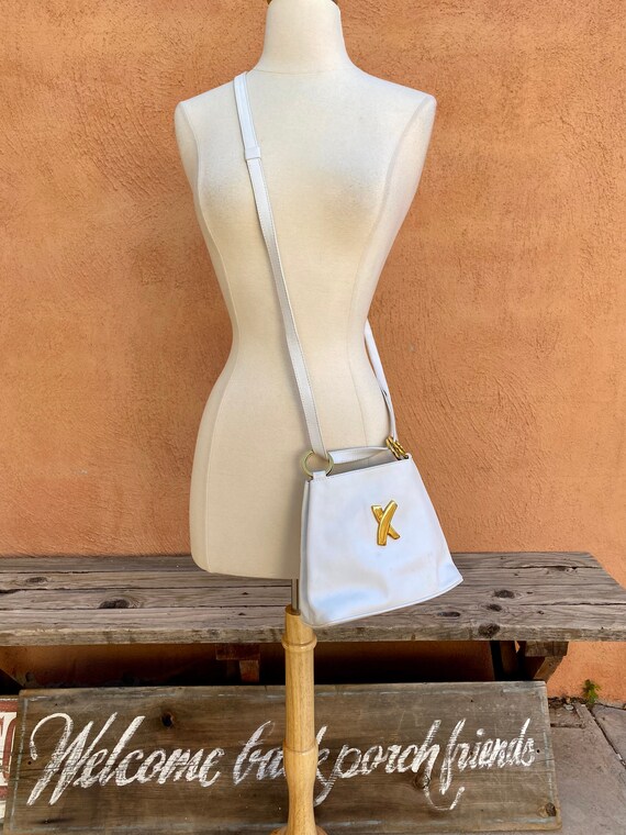 Vintage Paloma Picasso Signature X White Leather Shoulder  display picture 2