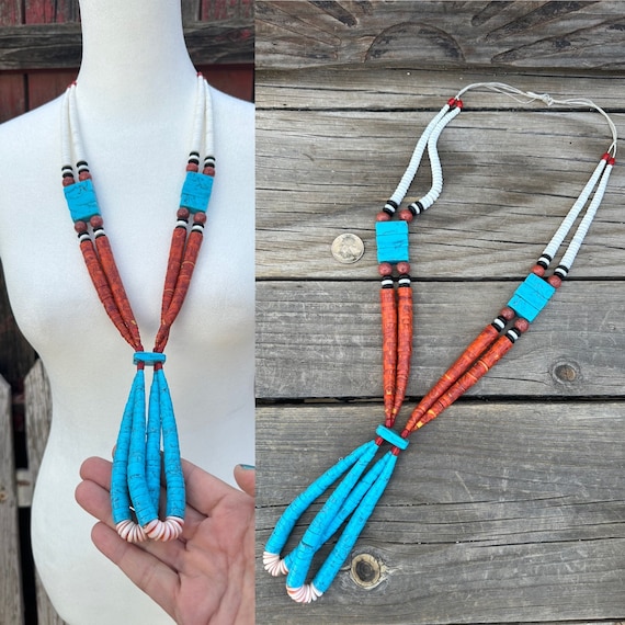 Vintage Santo Domingo Pueblo Turquoise Coral Spiny Oyster LARGE