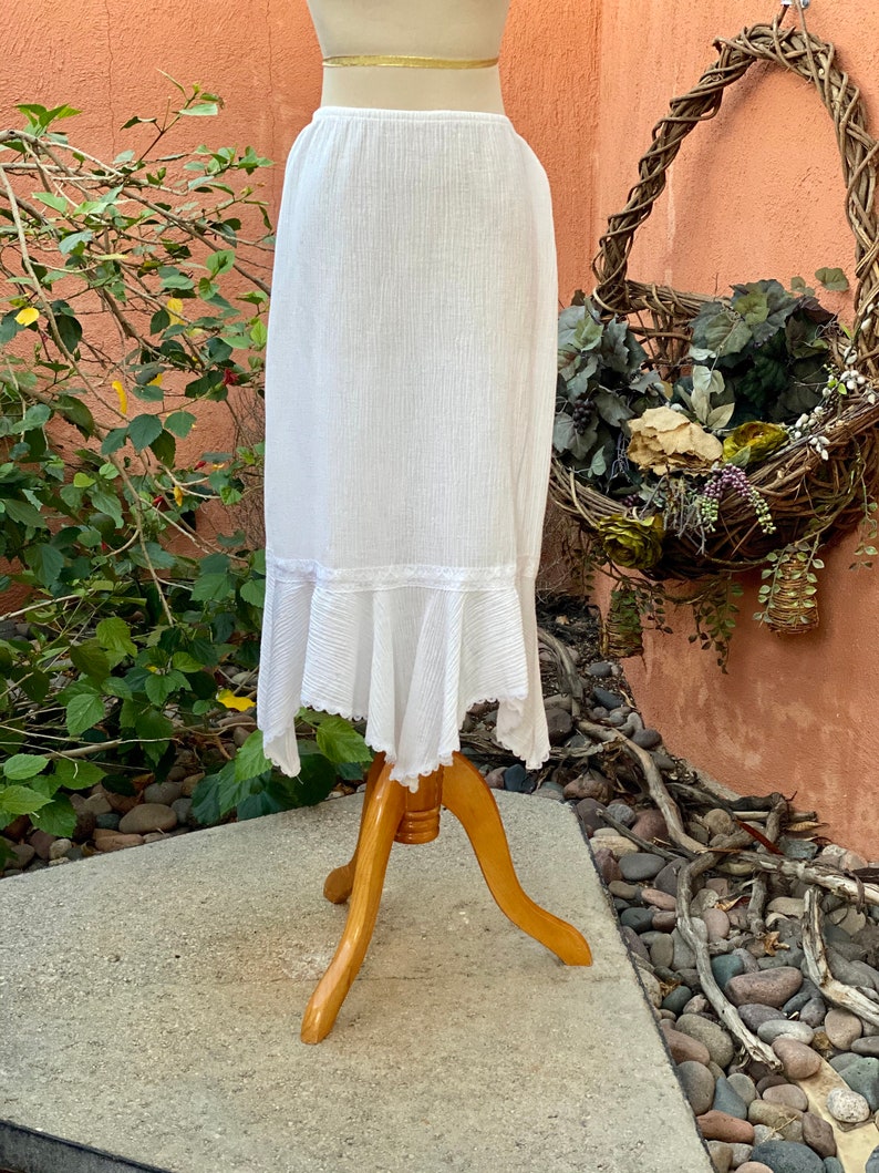 Vintage White Skirt Asymmetrical Hem Lace Trim By All That Size L