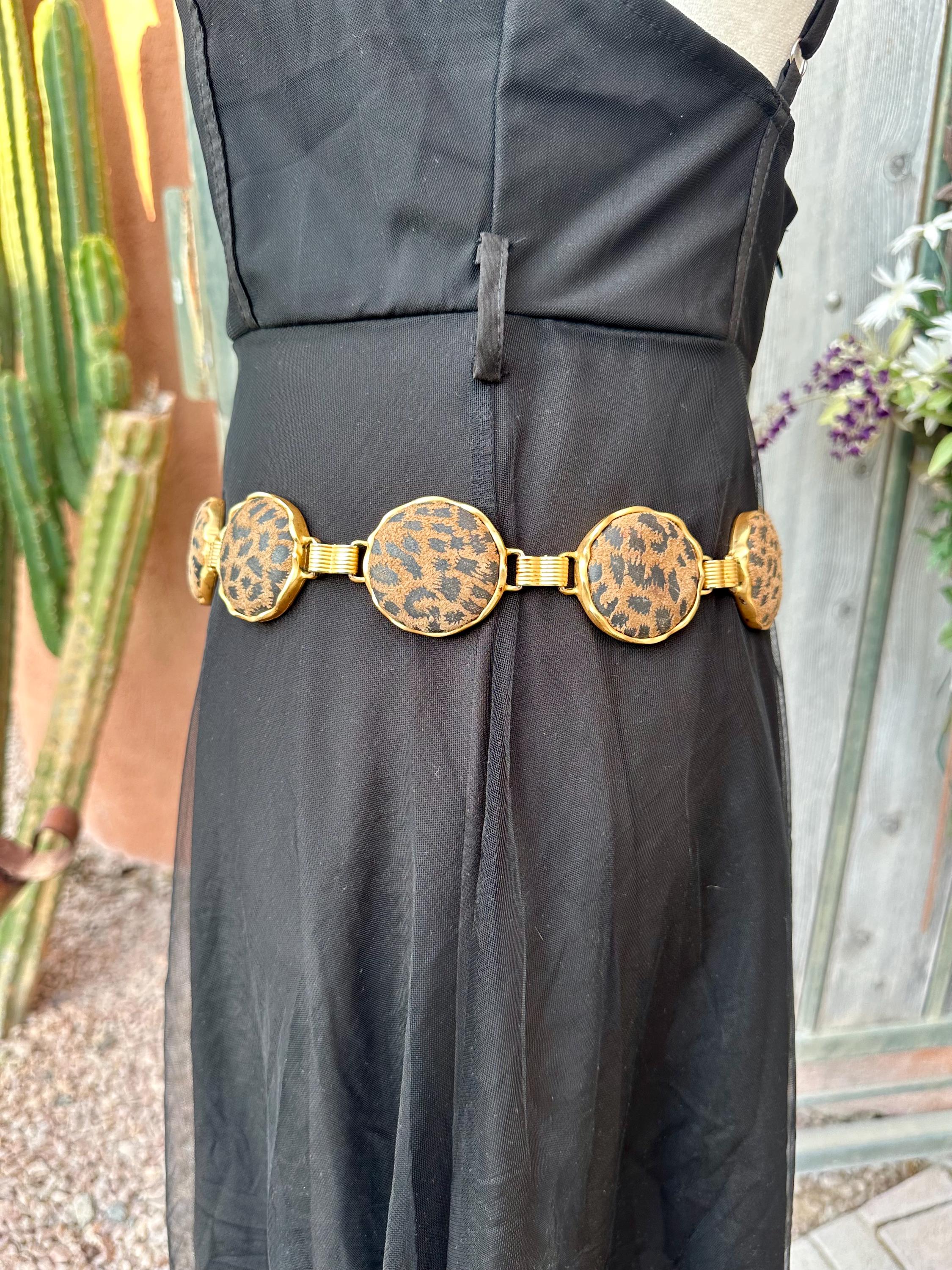 90s Vintage Animal Print Medallions Gold Brass Bookchain  display picture 2