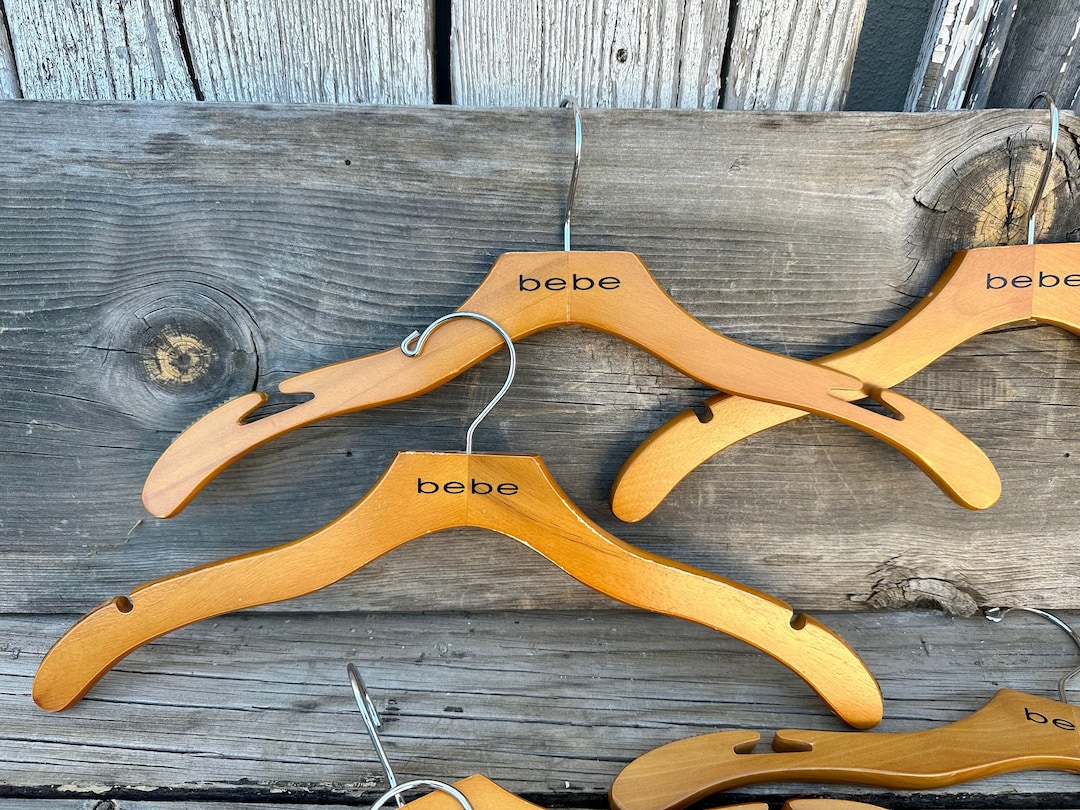 BEBE Wooden Vintage Clothes Hangers Matching Set of 5 - Etsy