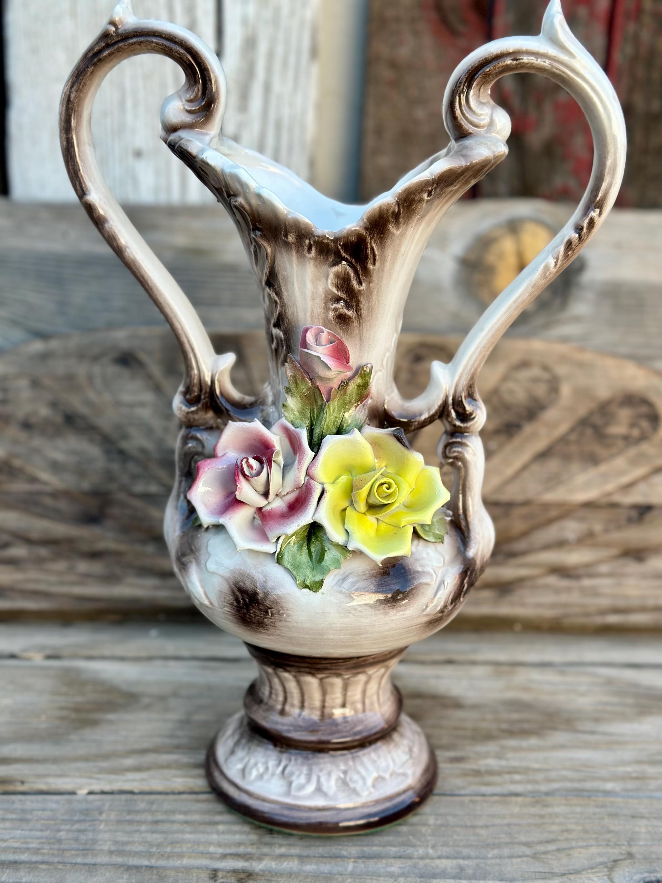 1960s Midcentury Vintage Capodimonte Loving Cup Vase 15.25in - Etsy