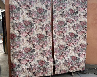 Pair of 2 Vintage Shabby Chic Floral Curtain Panels With Tie Backs By Croscill 84" x 40" Each