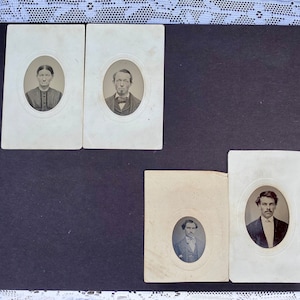 Antique Tintypes Group of 4 Portrait Photos By Potters Patent 1865