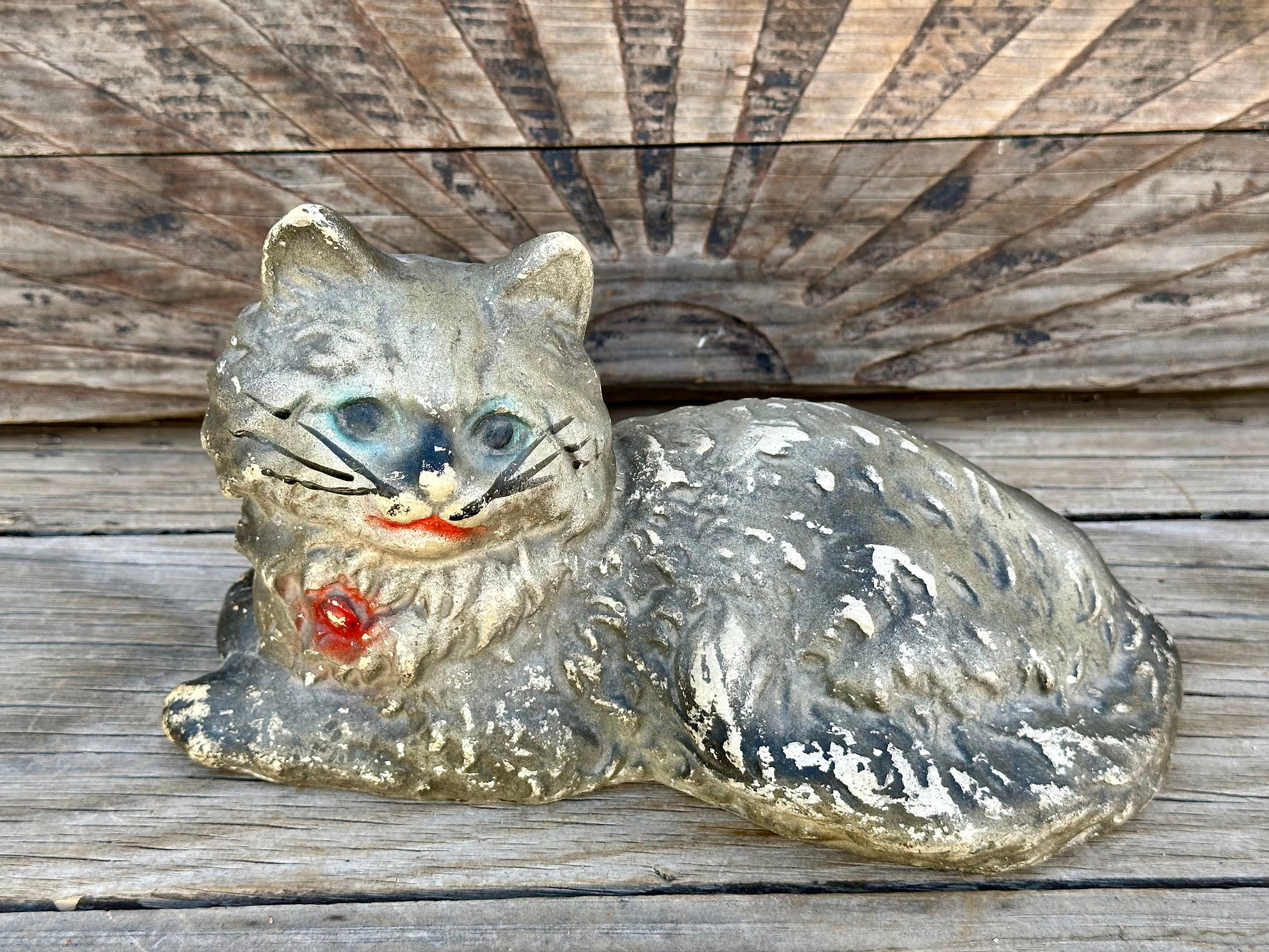 Vintage 1930s Painted Chalkware Folk Art Cat - Etsy