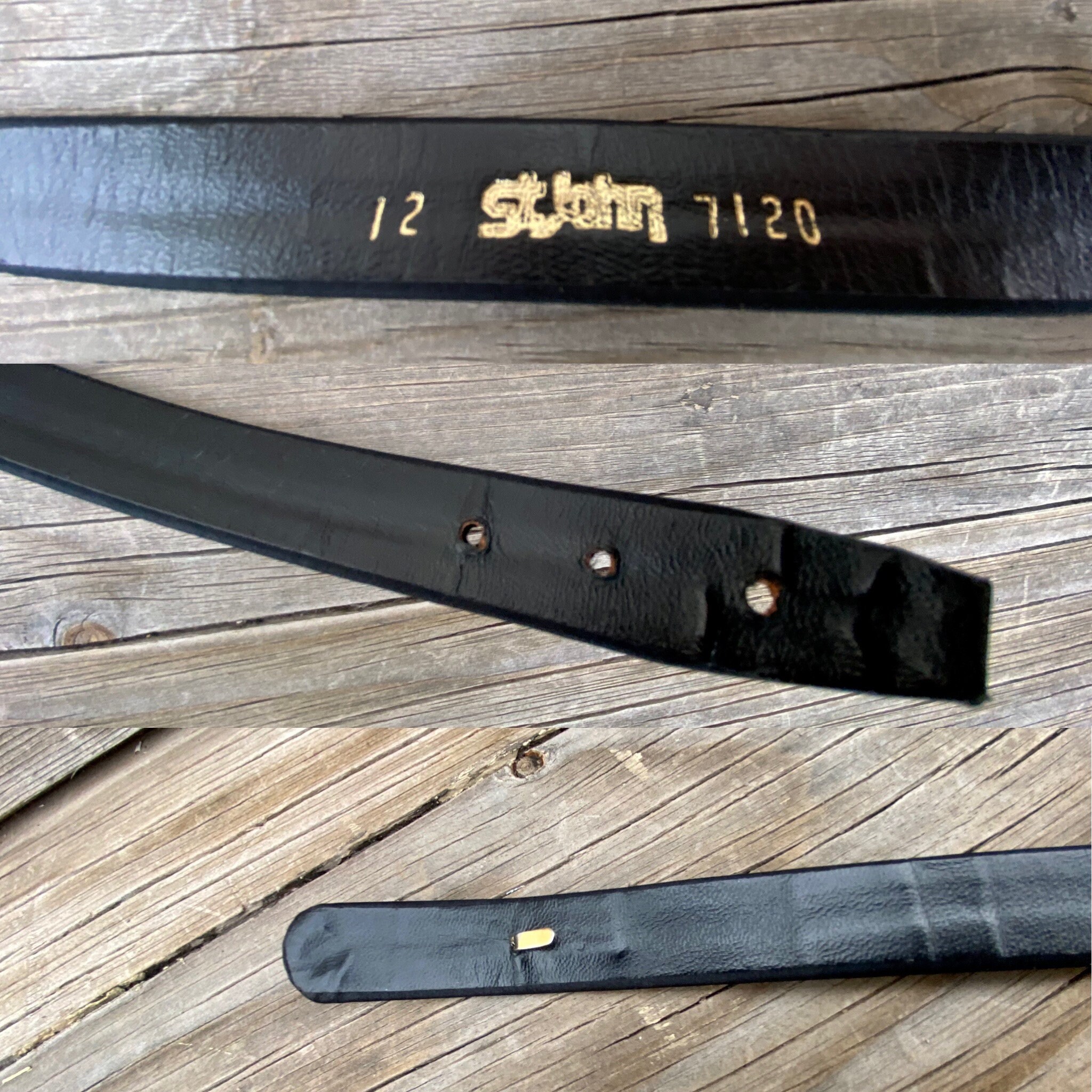 St. John black satin belt with baguette rhinestone embellishments, size medium 80s Vintage St John Black Satin Belt: Gold Rhinestone Accent  main image 3