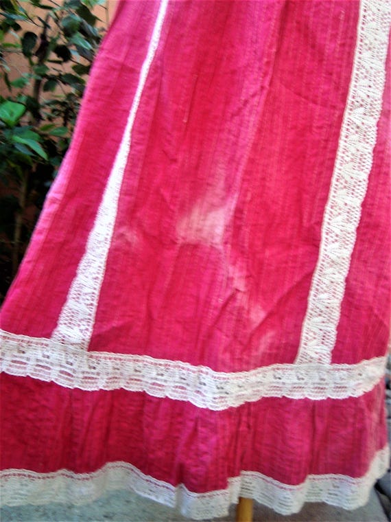 SALE 1960s Boho Hippy Mexican Wedding Dress Pink … - image 4