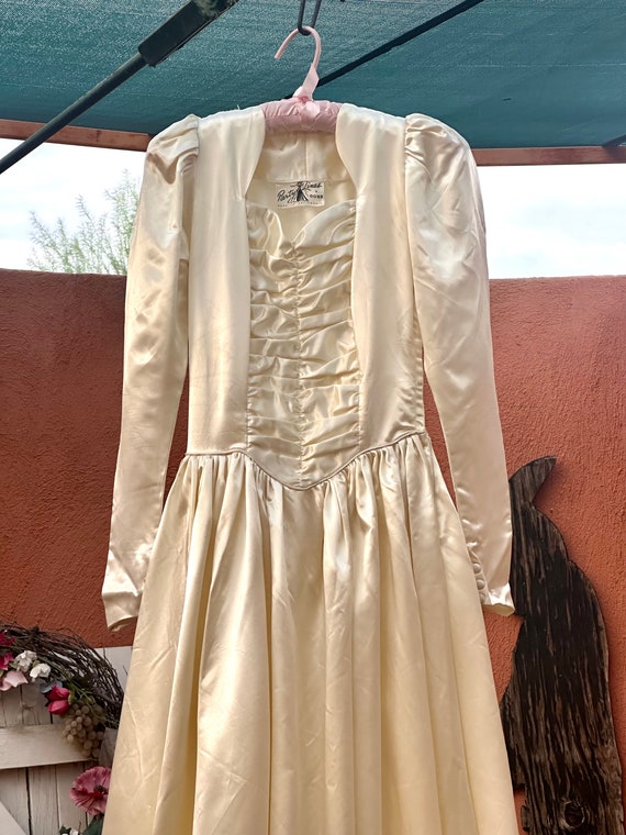 1940s Ivory Floral Print Gown with Fringing
