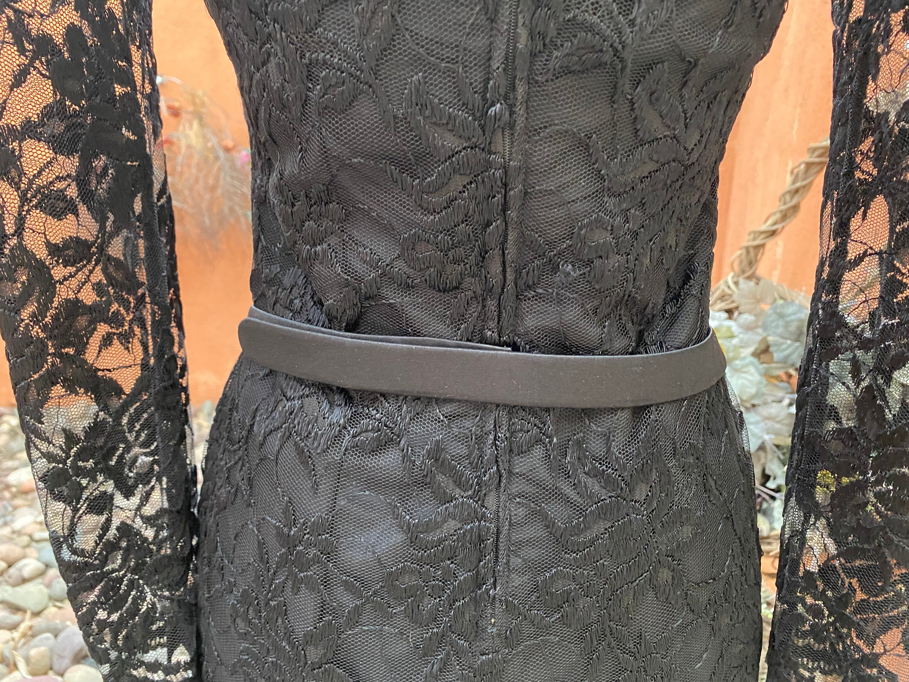 St. John black satin belt with baguette rhinestone embellishments, size medium 80s Vintage St John Black Satin Belt: Gold Rhinestone Accent  main image 4