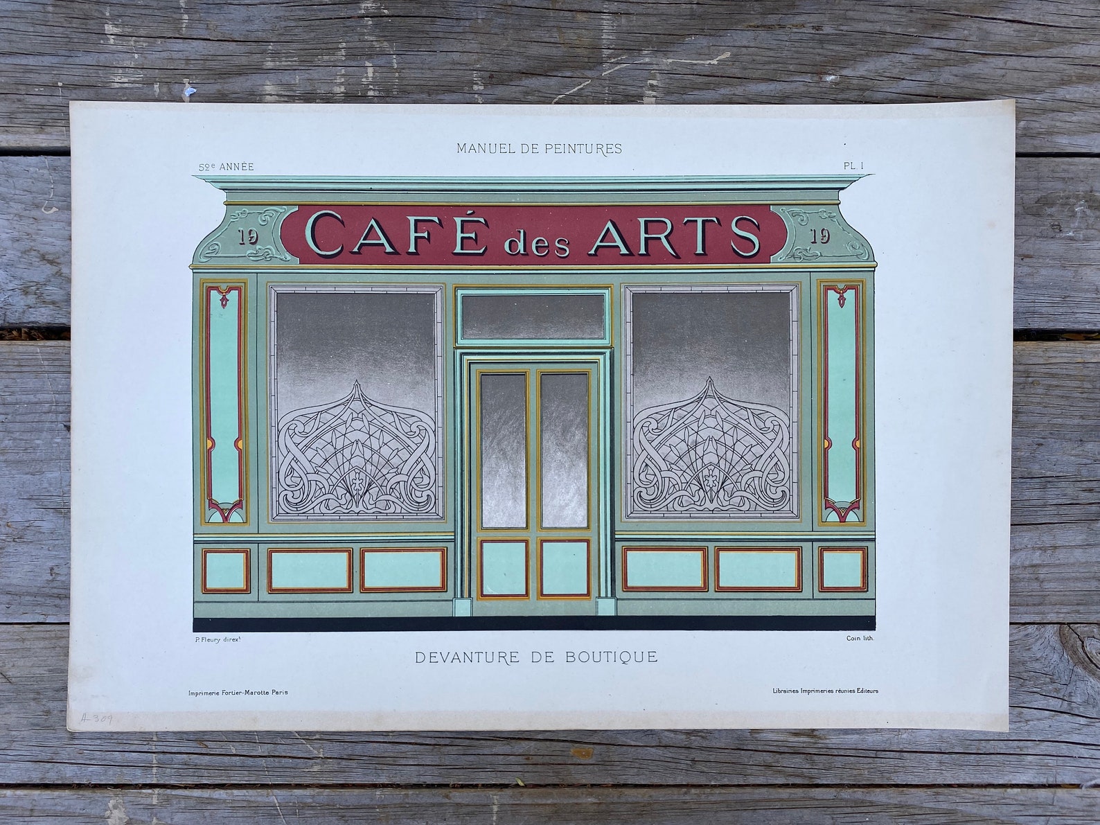 SALE 1800s Coffee Shop Storefront Cafe Des Arts Original Etsy