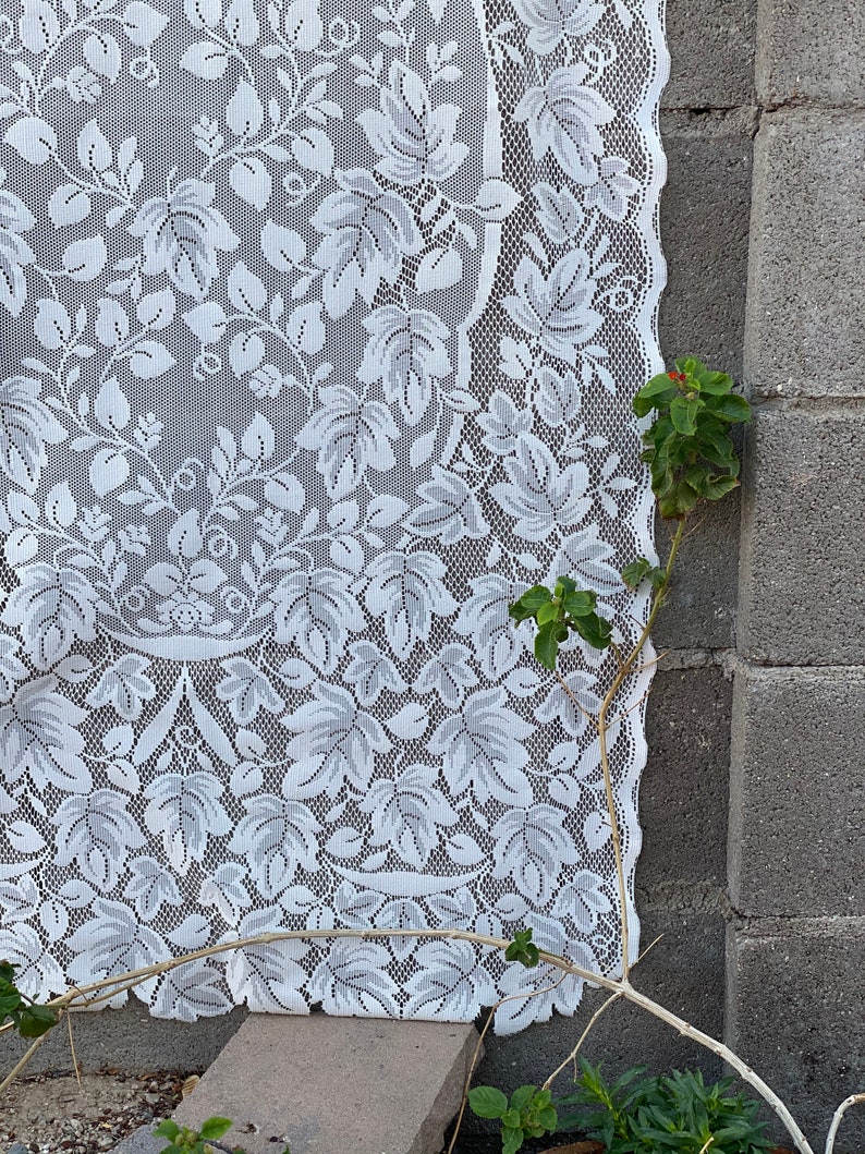 Vintage Light Ivory Lace Curtain Panels Pair of 2 Falling Etsy