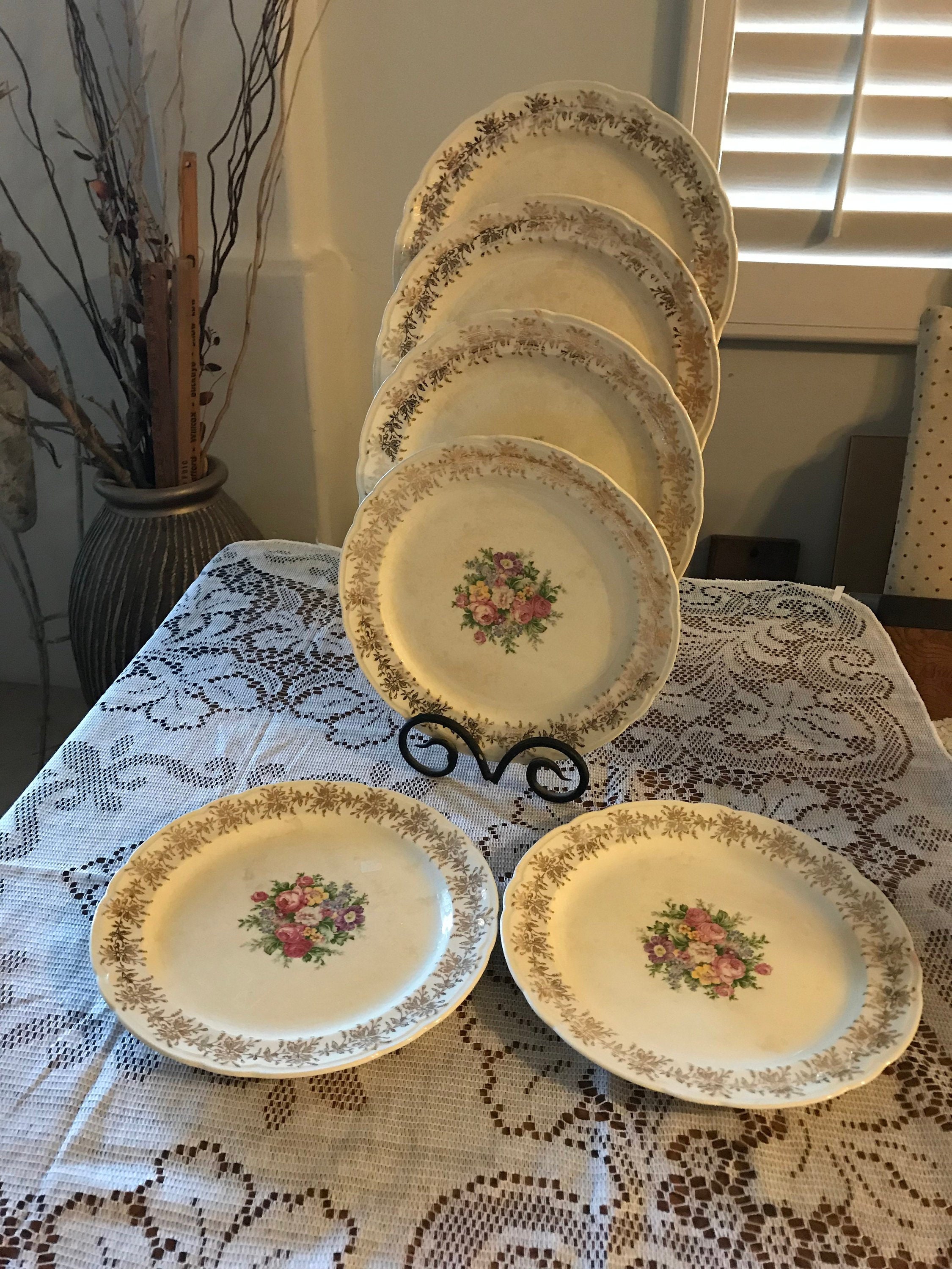 Vintage Shabby Floral French Saxon China Dishes Set of 6 With Etsy