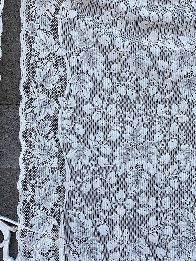 Vintage Light Ivory Lace Curtain Panels Pair of 2 Falling Etsy