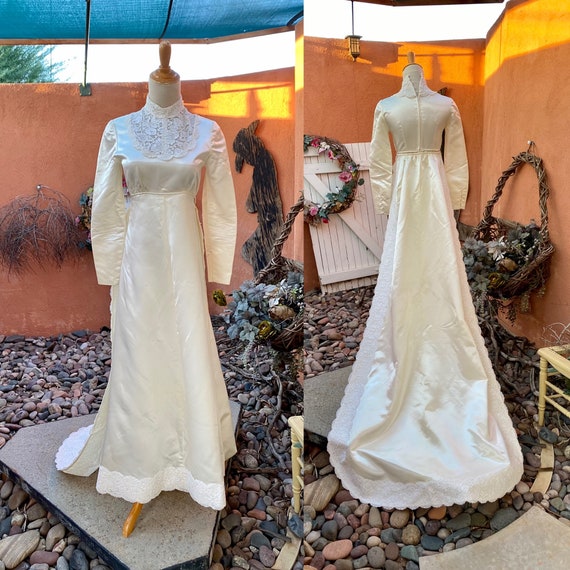 Satin empire top waist wedding dress