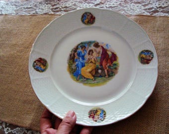 Three Maidens Cameos Vintage T K Thun Czechoslovakia Fragonard 45 Porcelain Plate 10"