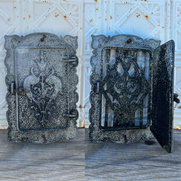 Antique c1930s Art Nouveau Speakeasy Peephole Door Knocker Cast Aluminum By Luktrudor