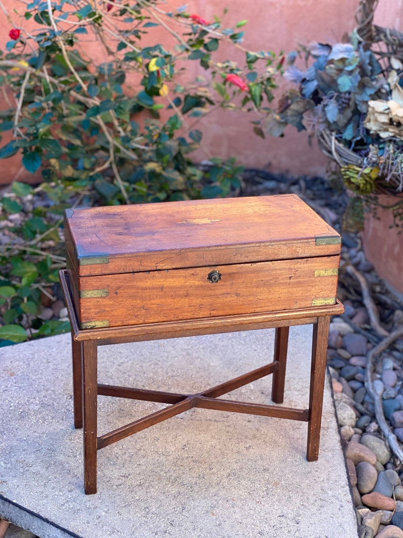 Antique English 1800s Wood N Brass Travel Lap Writing Desk Etsy