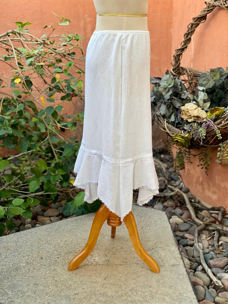 Vintage White Skirt Asymmetrical Hem Lace Trim By All That Size L