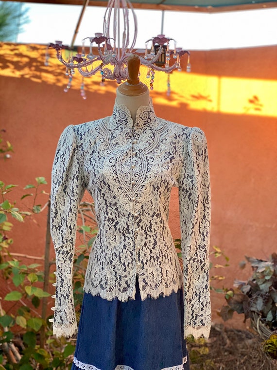 Jessica McClintock Vintage Edwardian Style Lace Hi