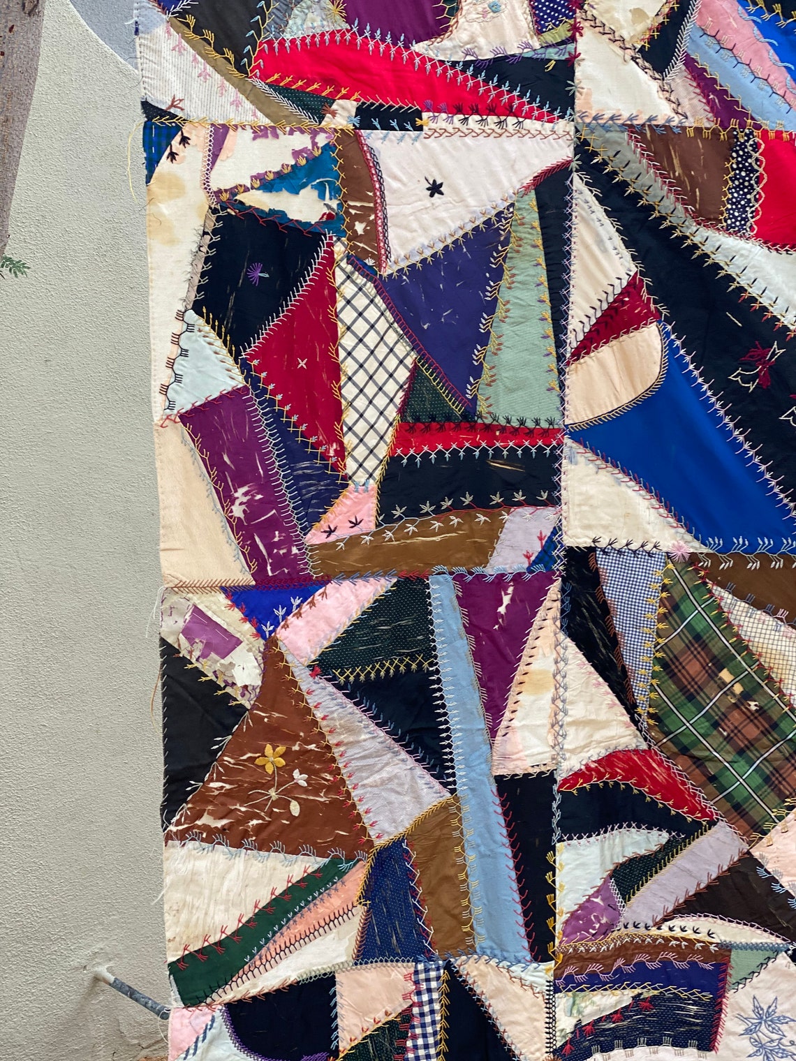 Victorian Hand Stitched Antique Crazy Quilt Unfinished Topper Etsy