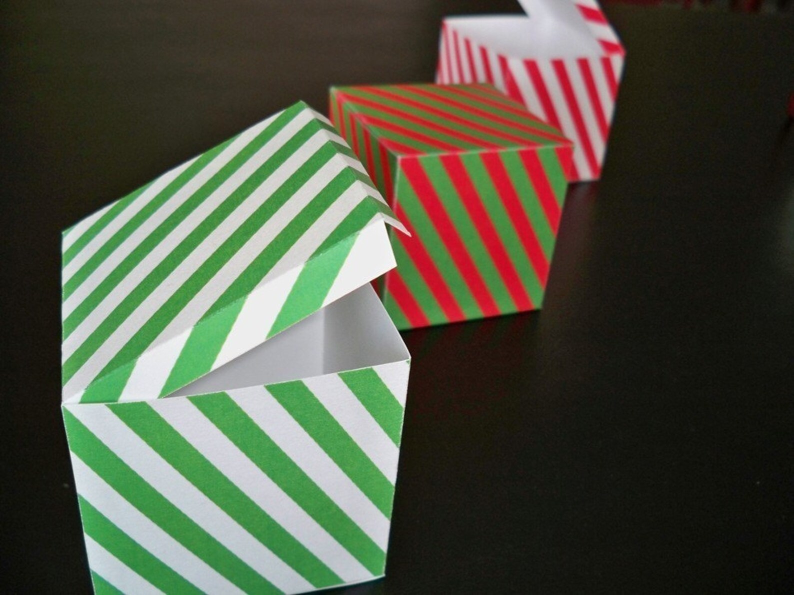 Candy Cane Striped Square Favor Boxes Etsy