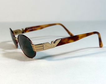Gafas de sol vintage Emporio Armani de carey GOLD EAGLE Italia 054-S 832 Pequeñas
