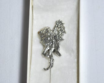 Imán para refrigerador con forma de alfiler de peltre de Metzke de 1992, con forma de elfo navideño y bastón de caramelo