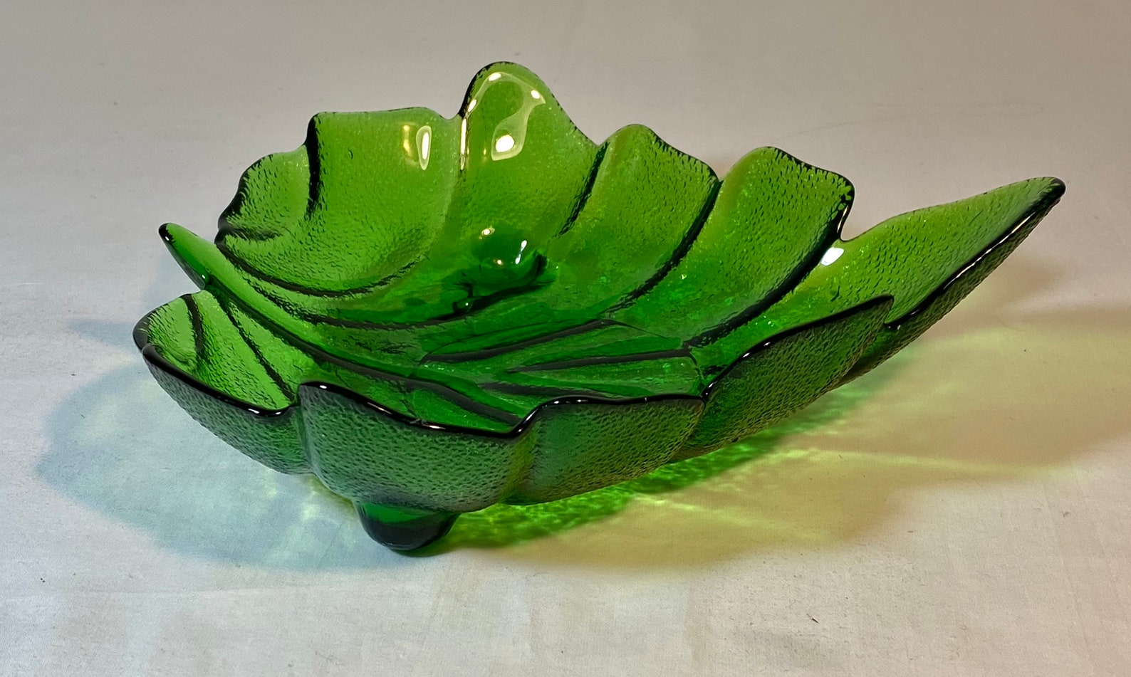 Vintage Deep Green Glass Leaf Shaped Serving Dish Etsy