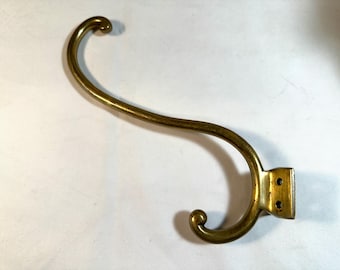 Vintage Curved Brass Wall Hook for Curved Wall Mount; READ DESCRIPTION