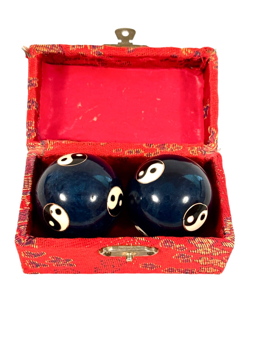 Vintage Baoding Yin Yang Chinese Stress Balls Chime Deep Blue Etsy