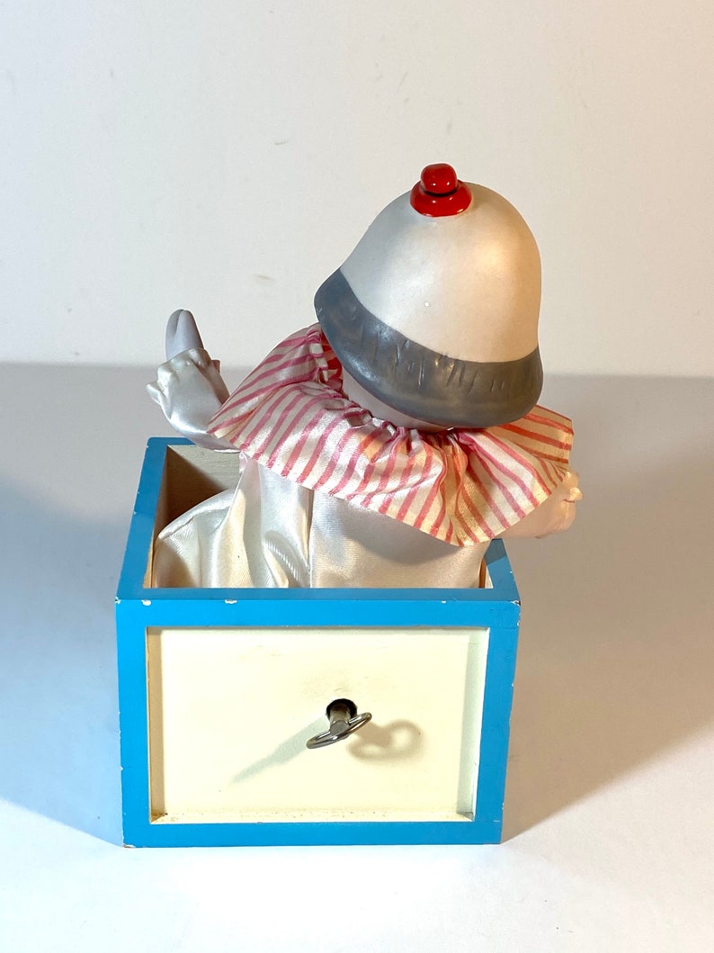 Vintage Hand Painted Porcelain Moveable Clown Music Box