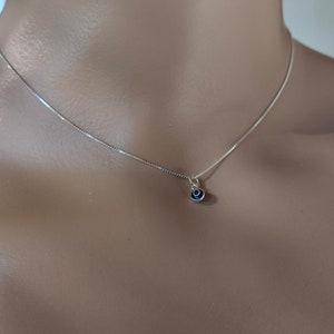 Super Tiny Evil Eye Necklace - Silver Evil Eye Pendant, Minimal jewelry