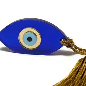 Blue Evil eye house ornament  - good luck tassel charm - house protection - Greek gift