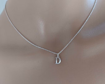 Tiny silver initial necklace - Sterling silver Alphabet Necklace - Minimalist necklace