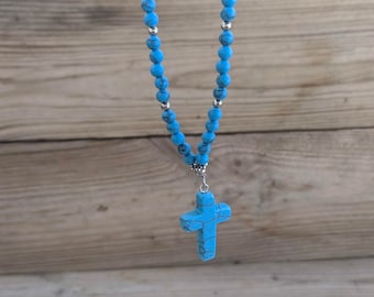 Turquoise cross car mirror charm – Car protection