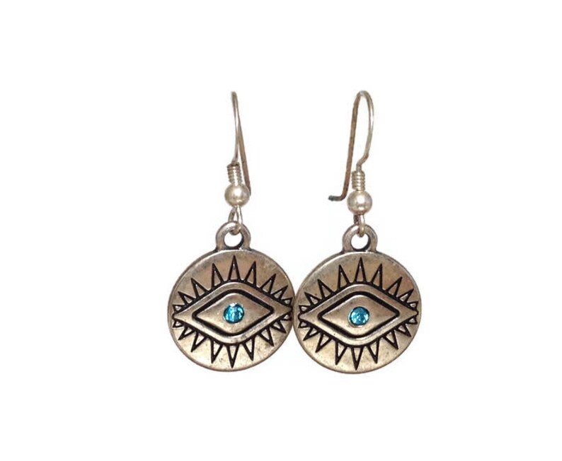 Trendy evil eye dangle earrings