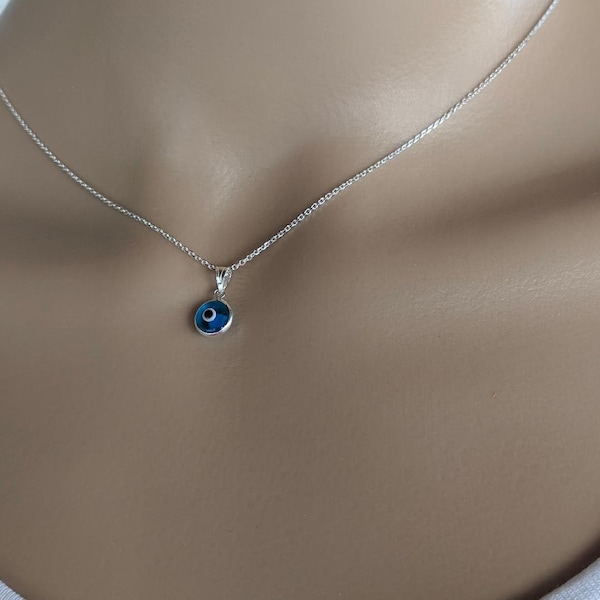 Pendentif Grec oeil bleu en argent