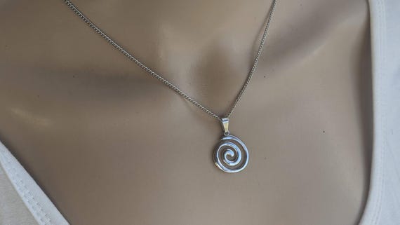 Spiral Pendant Necklace: Stainless Steel Greek Jewelry