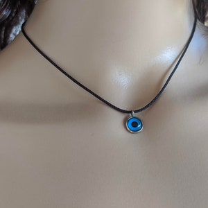 Tiny Evil Eye Pendant Necklace, Greek jewelry, protection charm, blue glass evil eye, lightweight trendy necklace, gift for her
