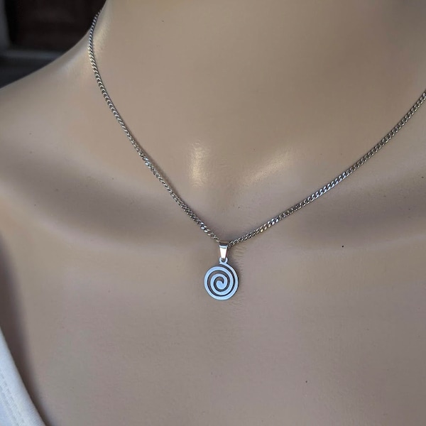 Small Spiral Pendant necklace - Stainless Steel Jewelry - Greek Gift