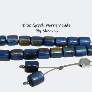 Blue worry beads, Greek komboloi, anti-stress gift for him, blue acrylic elements, evil eye worry strands, Greek prayer strands, relaxing