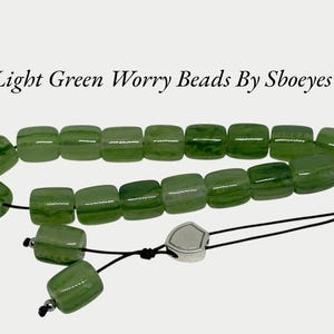 Green Worry Beads, Greek Komboloi, Anti-Stress Relaxing Beads, Men&#39;s Accessory, Sterling Silver Bead, Made in Greece