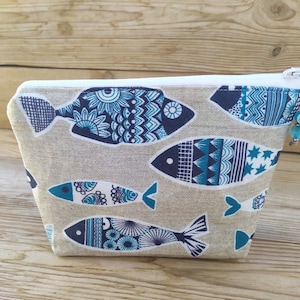 Trousse de maquillage tissus poissons