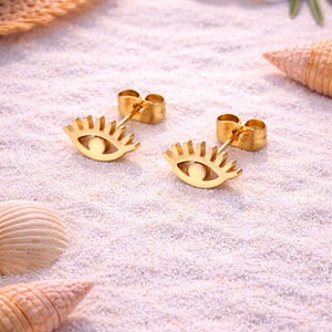 Winzige Gold- oder Silber-Ohrstecker mit bösem Blick - Edelstahlohrringe - Griechisches Geschenk